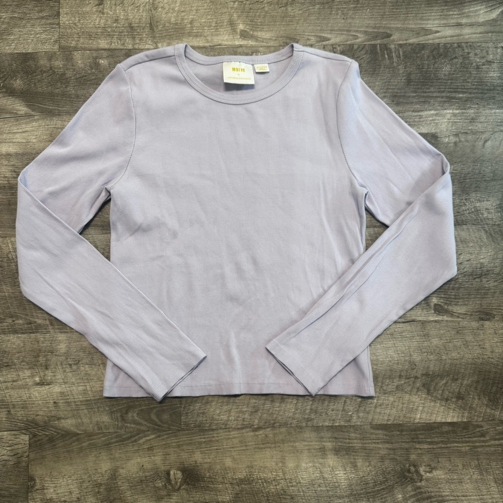 Maeve Ribbed Long Sleeve Crew Neck Shirt Lilac Purple Womens Sz. XL